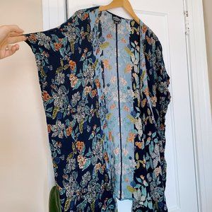 Angie Boho Floral Kimono (Blue & Orange)